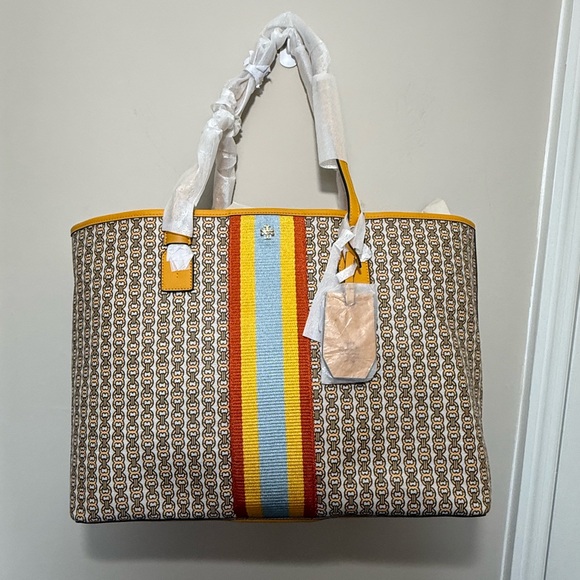 TORY BURCH DAYLILY GEMINI LINK CANVAS TOTE